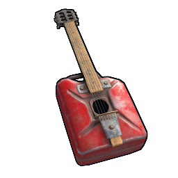 Используйте уникальную акустическую гитару из канистры, чтобы сыграть простую мелодию.